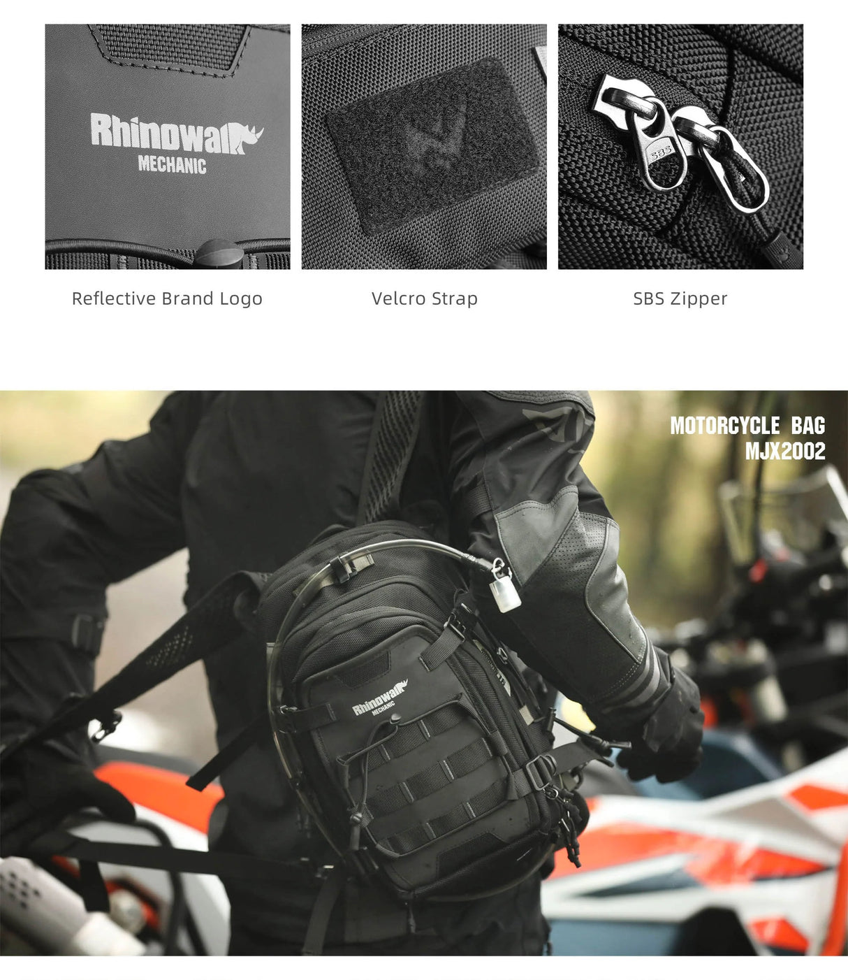 RhinoWalk 9L Motorcycle Tank Bag – Hydration Bladder, Waterproof Gear