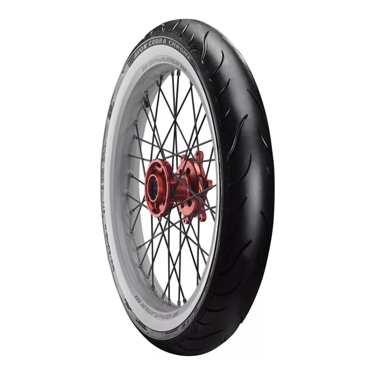 Avon Cobra Chrome MH90-21 (80/90-21) White Wall Front Tyre (56V Rating) AV91