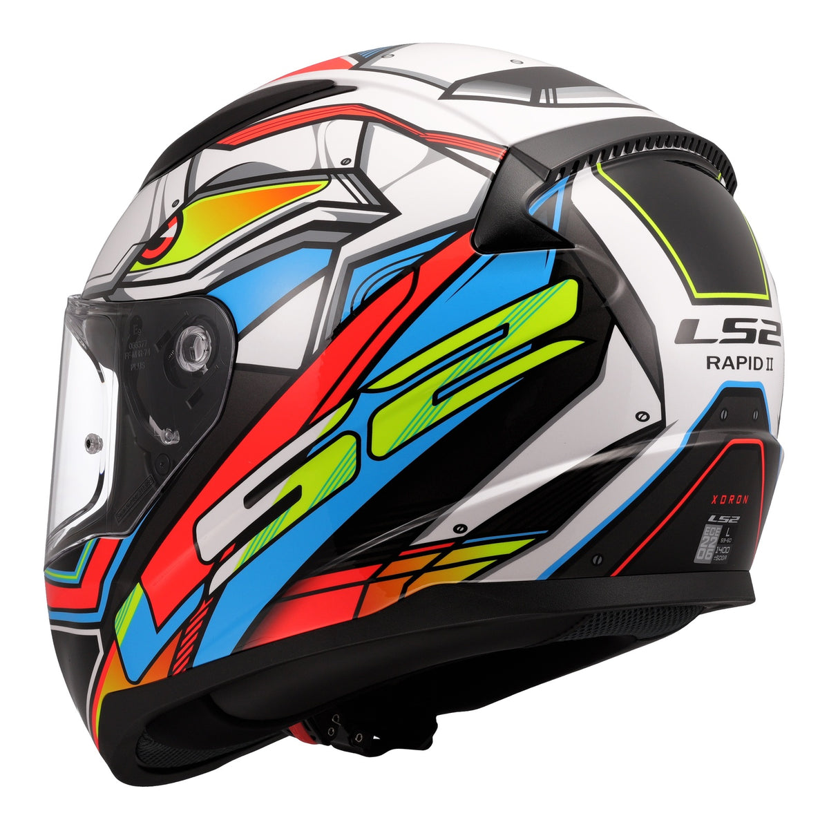 LS2 FF353 Rapid II XDron Helmet - White / Hi-Vis Orange / Blue