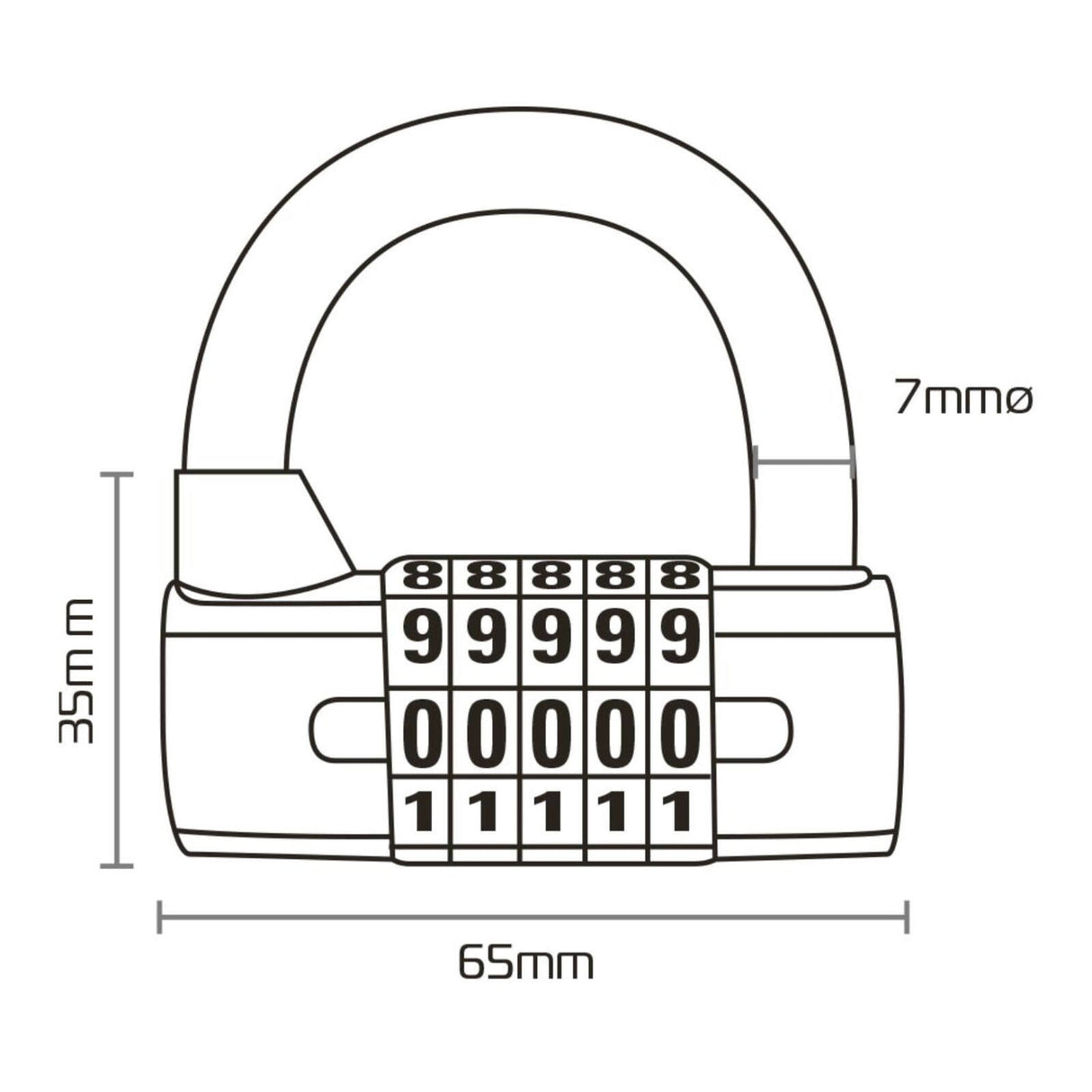 Oxford 5-Digit Combination Padlock - Black