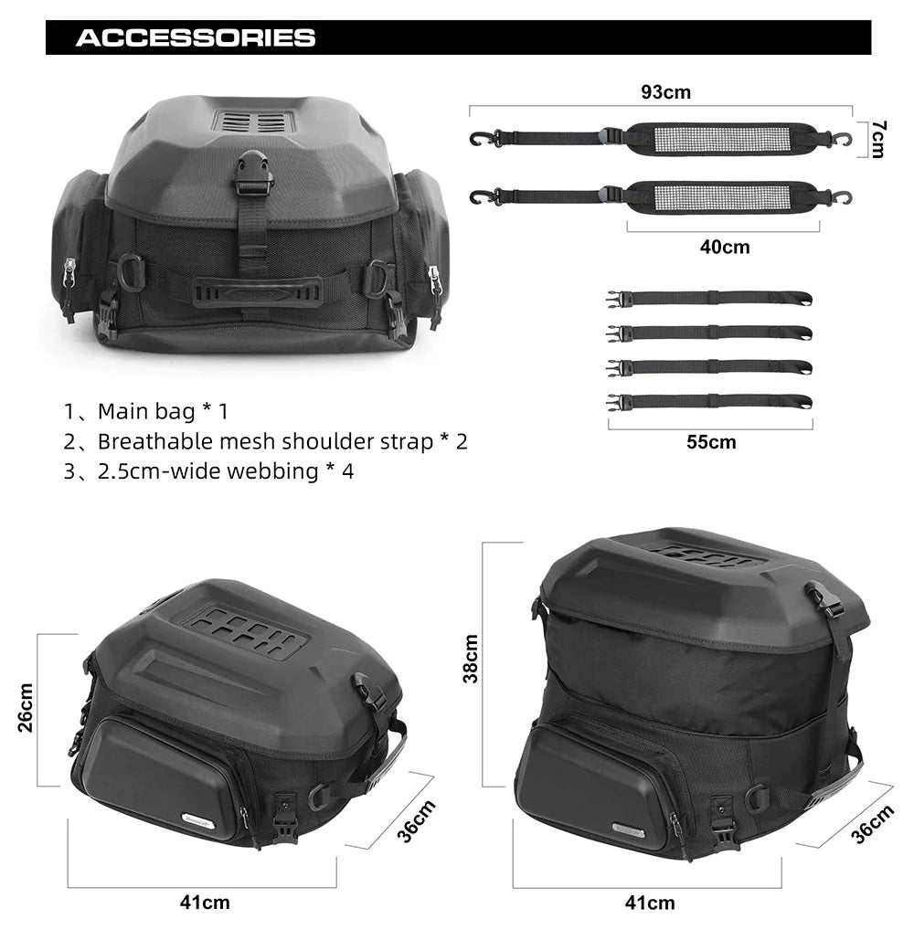 Rhinowalk Hard Shell Tail Bag 23L-35L Expandable