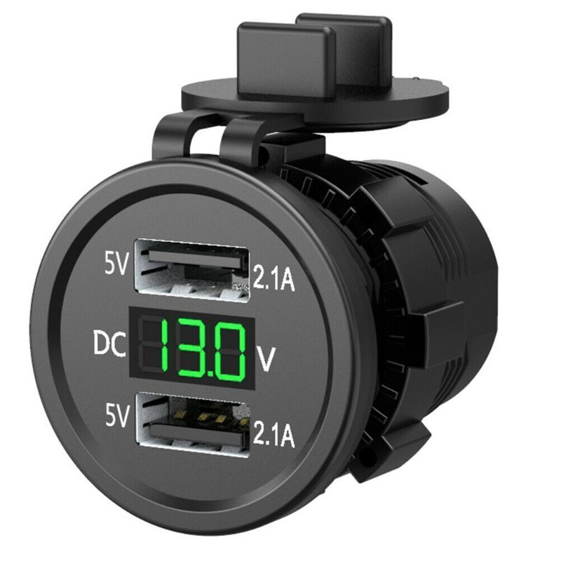 Dual USB Port Socket Outlet w/ LED Digital Voltmeter