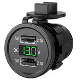 Dual USB Port Socket Outlet w/ LED Digital Voltmeter