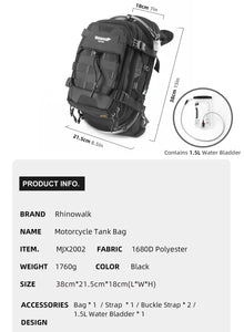 Rhinowalk 9l Tank Bag inc 1.5l Water Bladder