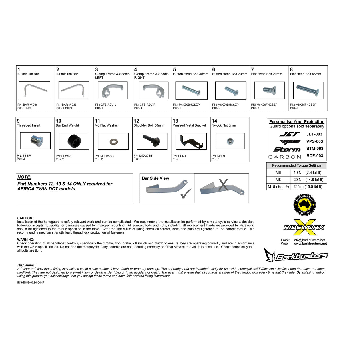 Barkbusters Backbone Bar For Honda Africa Twin CRF1000L 2016 on
