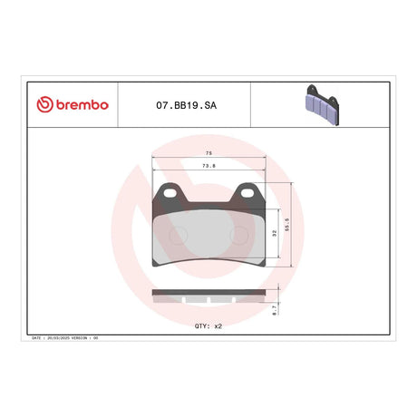 Brembo Prime Brake Pad Sinter Front 07BB19SA