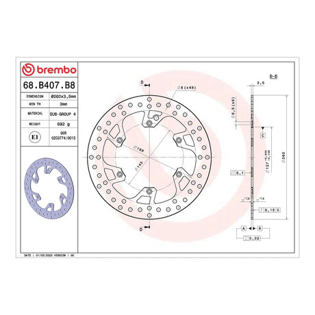Brembo Prime Brake Disc Serie Oro Front 68B407B8