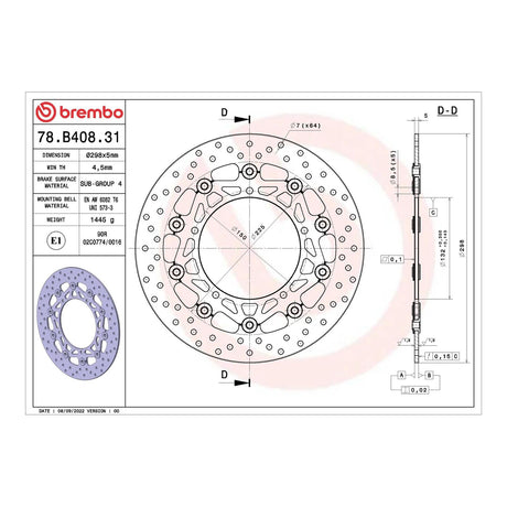 Brembo Prime Brake Disc Serie Oro Front 78B40831