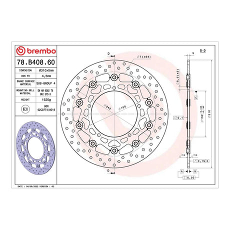 Brembo Prime Brake Disc Serie Oro Front 78B40860