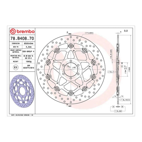 Brembo Prime Brake Disc Serie Oro Front 78B40870