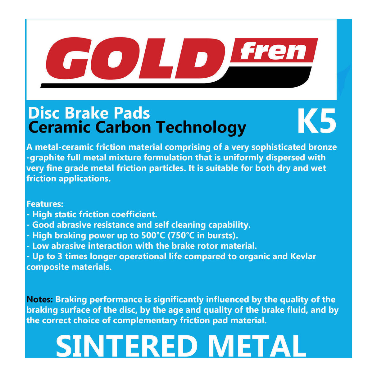 GOLDfren Brake Pads Off-Road Racing GF007 - K5 (PR24)