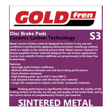 Load image into Gallery viewer, GOLDfren Brake Pads GF012 - S3