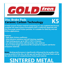 Load image into Gallery viewer, GOLDfren Brake Pads Off-Road Racing GF383 - K5 ( PR522 )