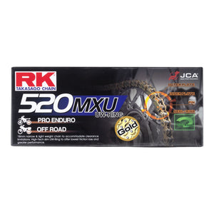 RK Chain 520MXU-120L MXUW-Ring GOLD (Up to 500cc)