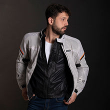 Load image into Gallery viewer, LS2 Riva Men's Jacket - Light Grey / Hi-Vis Orange