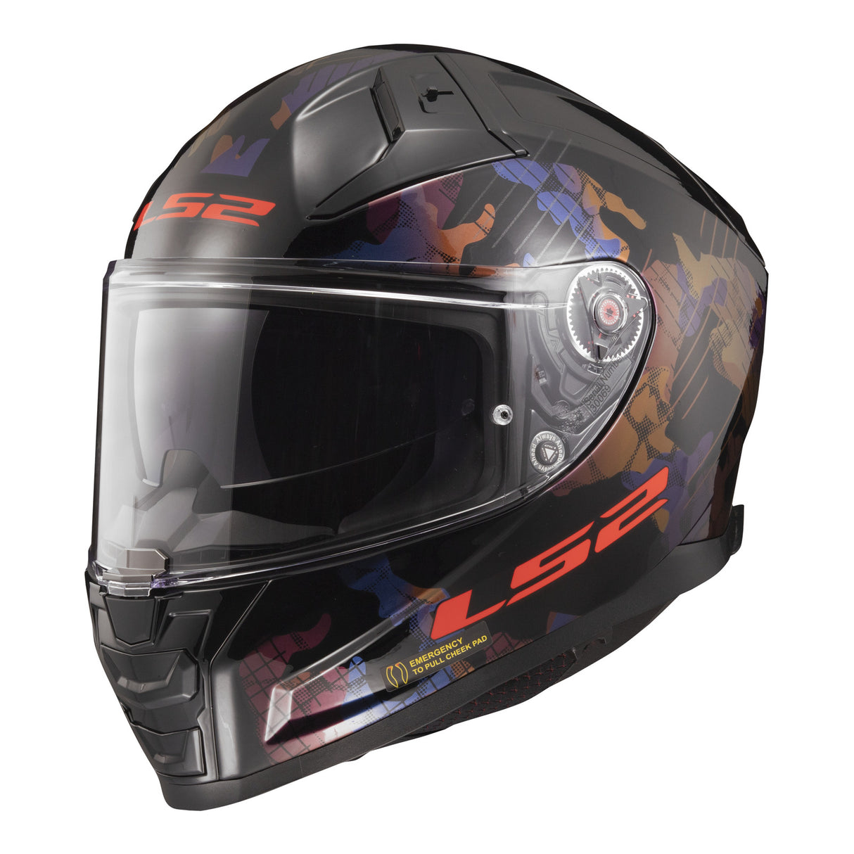 LS2 FF811 Vector II Kamo Helmet - Black / Blue / Titanium 06
