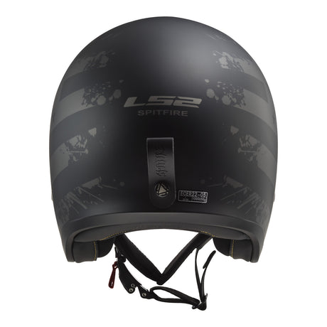 LS2 OF599 Spitfire II Flag Helmet - Matte Black 06