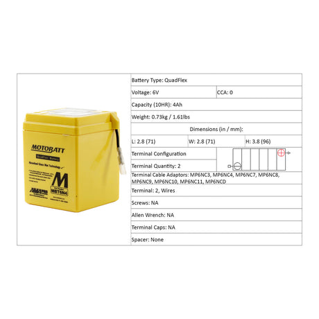 Motobatt Battery Quadflex AGM - MBT6N4