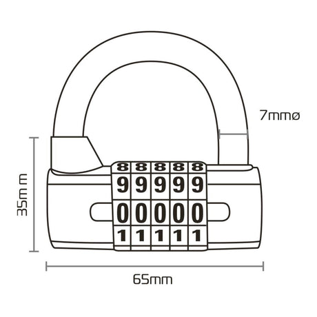 Oxford 5-Digit Combination Padlock - Black