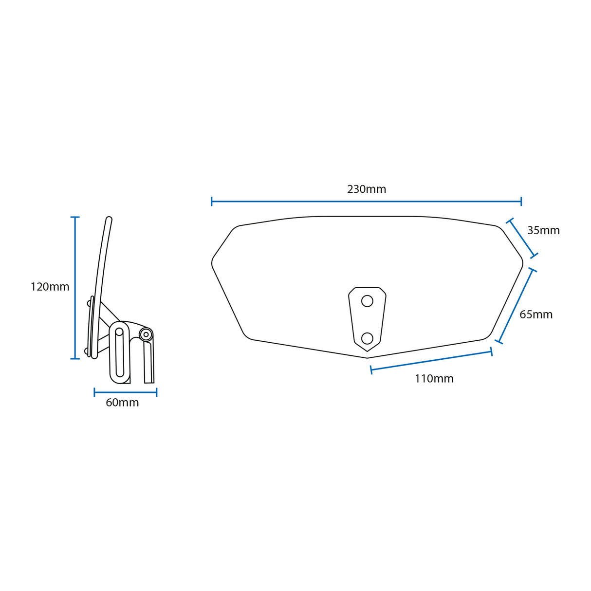 Oxford Wind Deflector- Clear 260 X 125mm