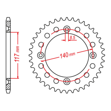 MTX 831 Steel Rear Sprocket #428 (11-39K)