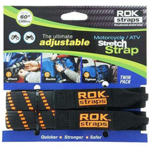 Rok Straps - Motorcycle adjustable stretch strap (Pair) Orange
