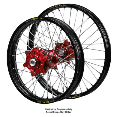 Honda Adventure Haan Red Hubs/Excel Black Rims Wheel Set CRF 1100 D Africa Twin (CRF1100L) (Does Not Fit Sports Model) 2020-2023 (21*2.15/18*4.25 OE)