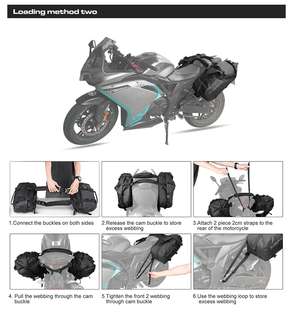 Rhinowalk 48L/28L/18L Waterproof Motorcycle Side Back Seat Pannier Bag 2  Pieces