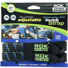 Load image into Gallery viewer, Rok Straps - Motorcycle adjustable stretch strap Green Blue (Pair)